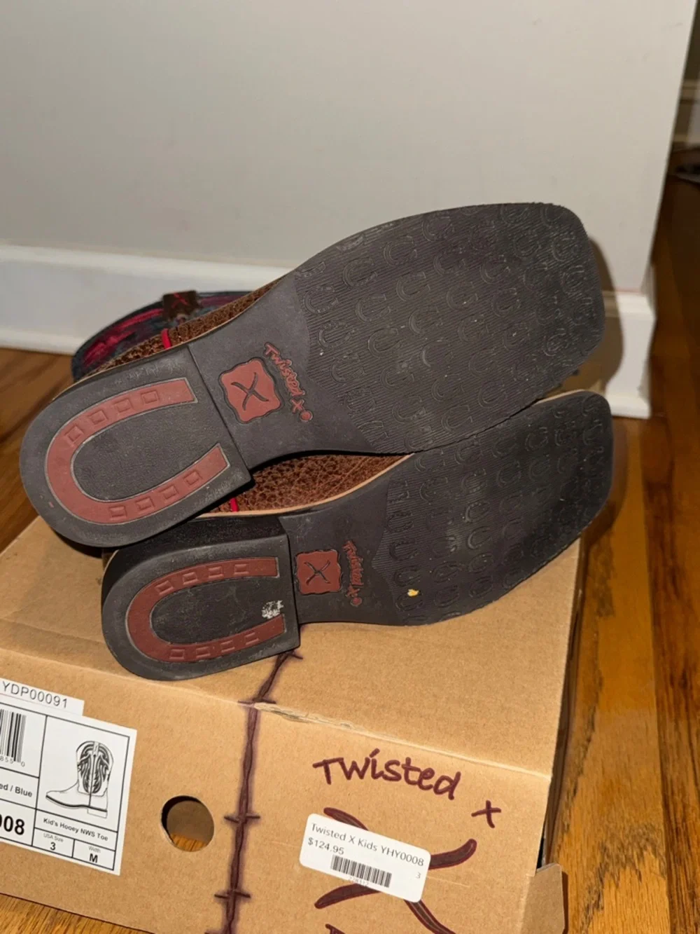 Twisted X Kids Peanut Brown & Blue Western Boots size 3‎
